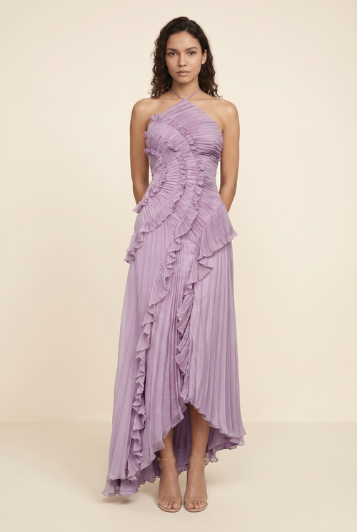 PERSIA | HALTER RUFFLE MAXI DRESS - Lavender