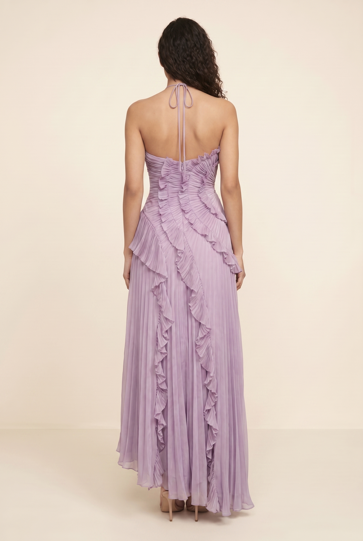 PERSIA | HALTER RUFFLE MAXI DRESS - Lavender