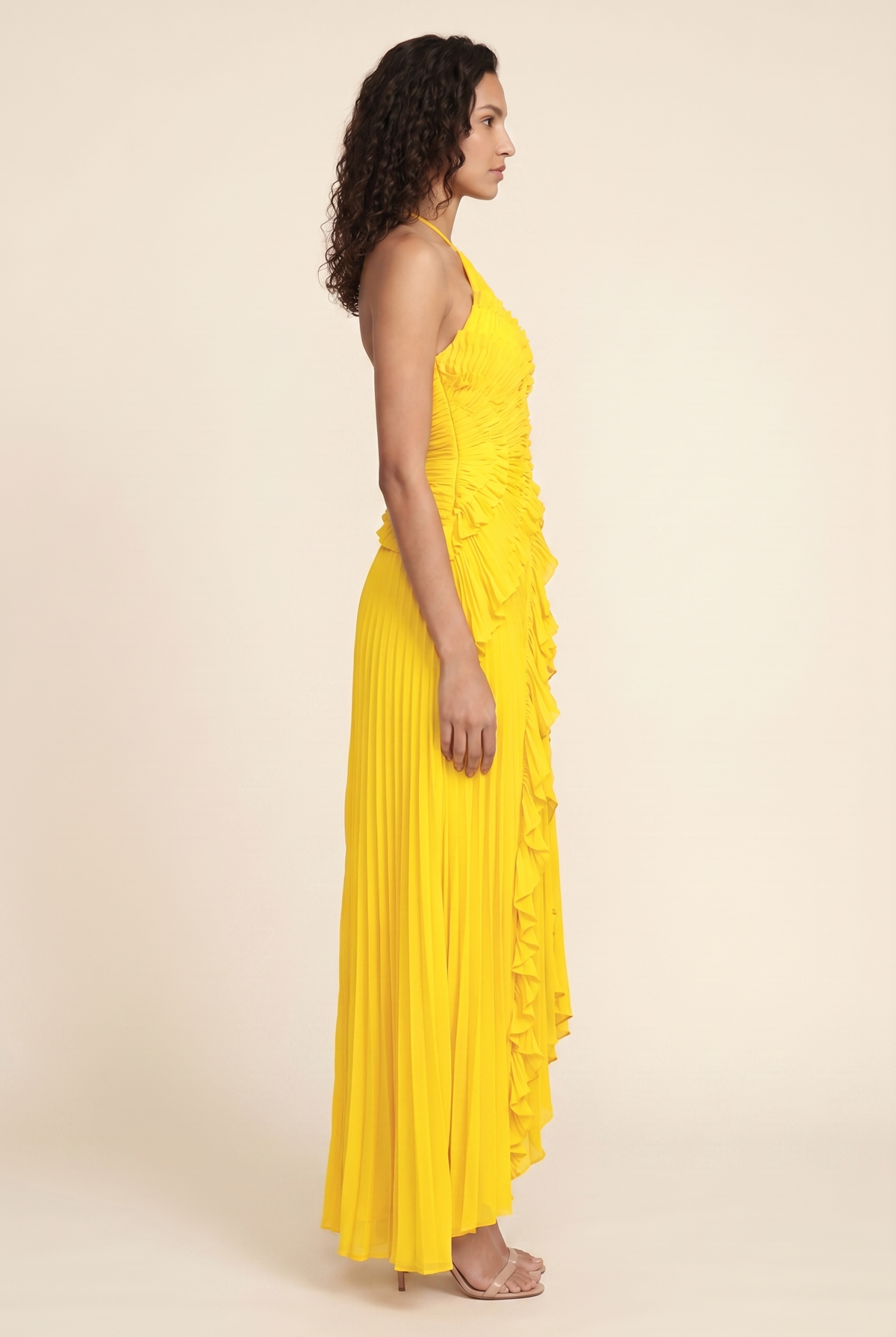 PERSIA | HALTER RUFFLE MAXI DRESS - Yellow