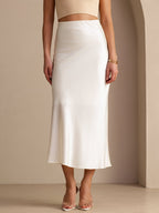 POLINA | HIGH WAIST SATIN MAXI SKIRT - Ivory
