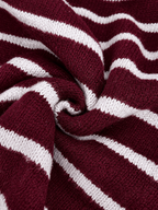 PRUNELLA | STRIPED BUTTON FRONT CARDIGAN - Burgundy and White Stripe