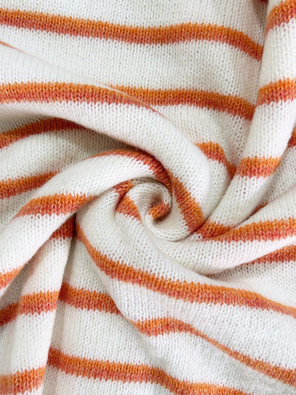 PRUNELLA | STRIPED BUTTON FRONT CARDIGAN - White and Orange Stripe