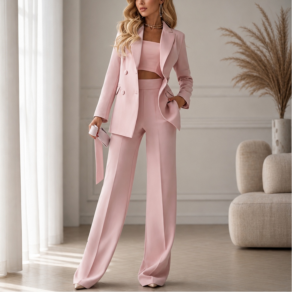 QUEENIE | TAILORED BLAZER TROUSER SET - Pink