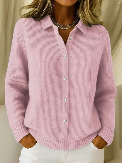 QUINTA | TEXTURED KNIT BUTTON CARDIGAN - Pink