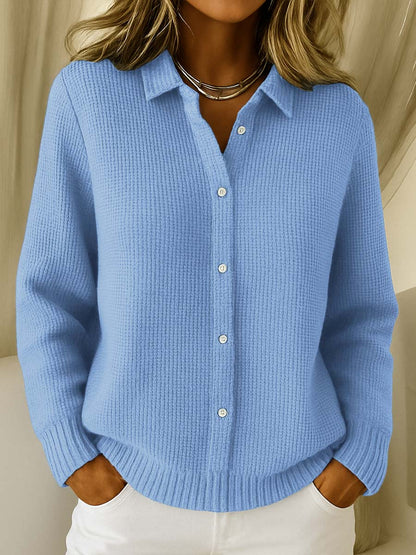 QUINTA | TEXTURED KNIT BUTTON CARDIGAN - Sky Blue
