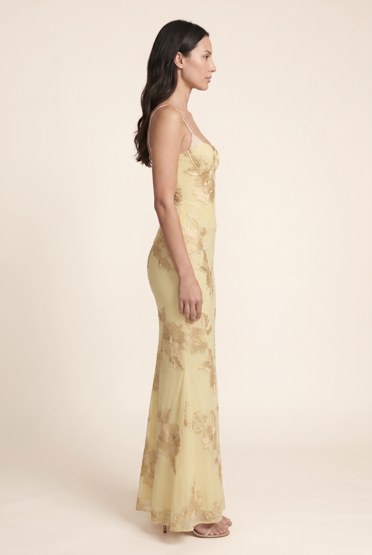 QUINTESSA | LACE-UP BACK MAXI DRESS - Lemon