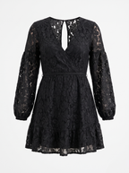 QUIRINA | LACE WRAP MINI DRESS - Black