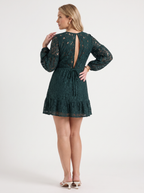 QUIRINA | LACE WRAP MINI DRESS - Emerald Green