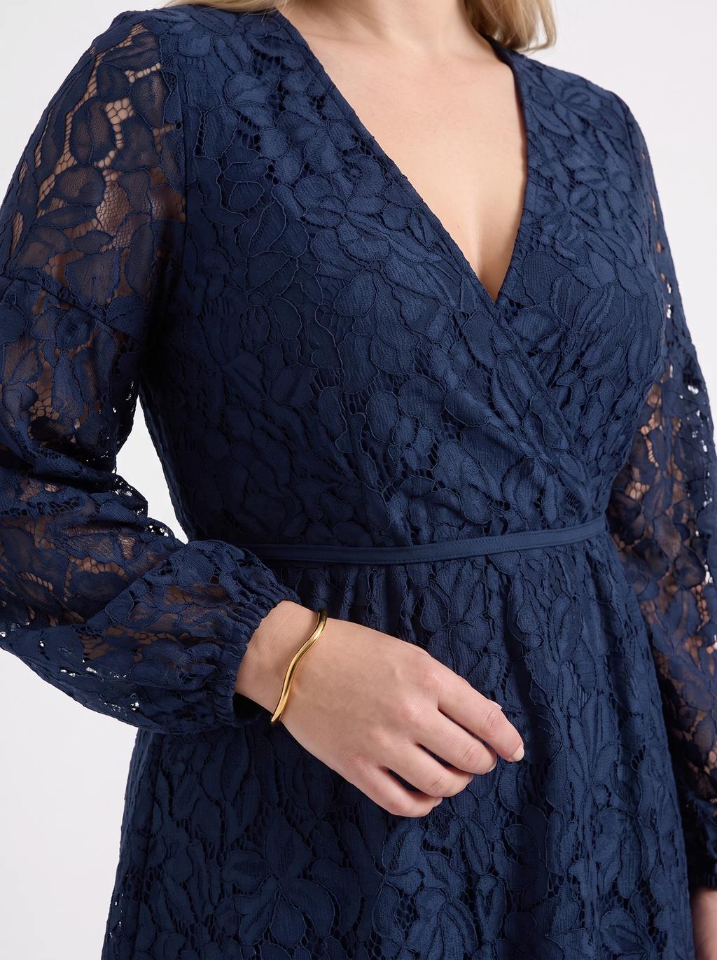 QUIRINA | LACE WRAP MINI DRESS - Navy