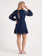QUIRINA | LACE WRAP MINI DRESS - Navy