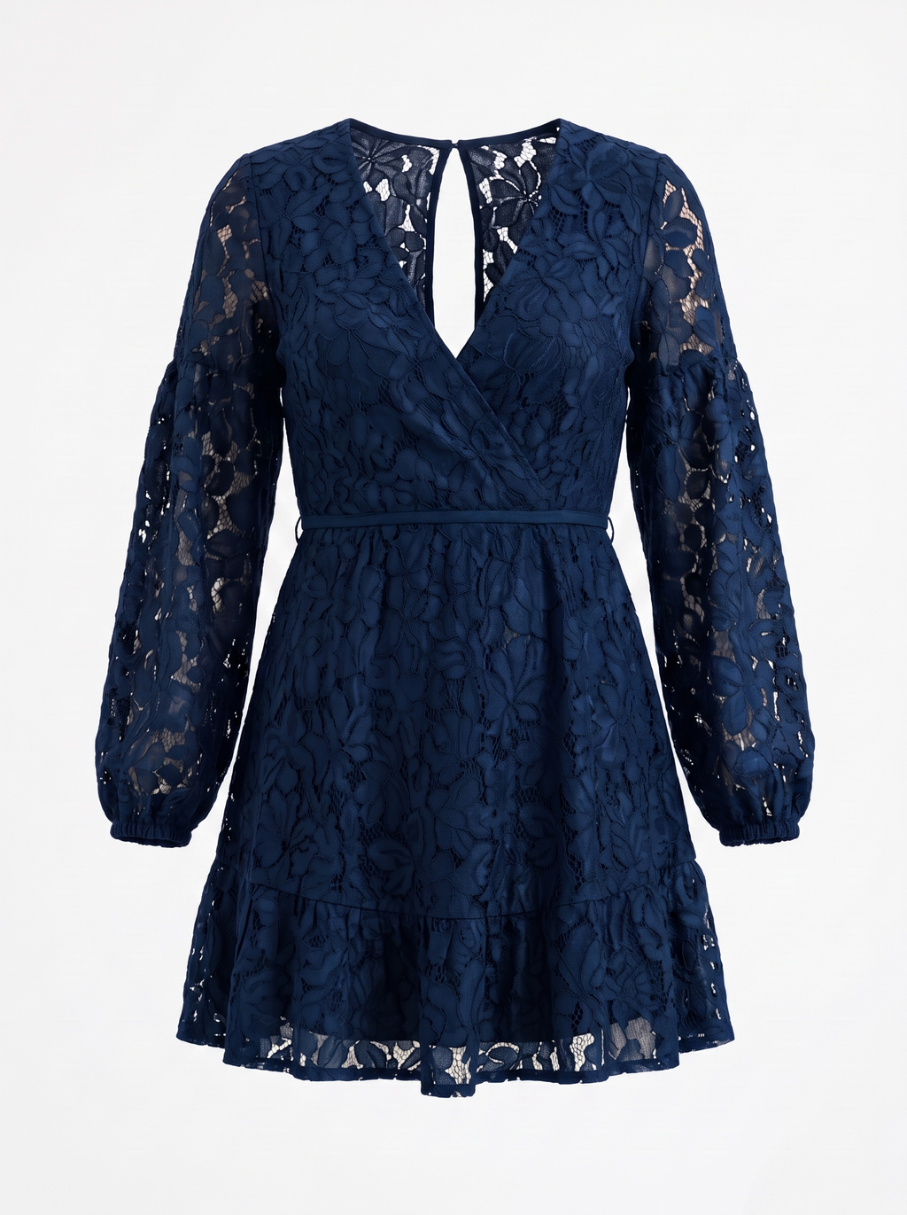 QUIRINA | LACE WRAP MINI DRESS - Navy
