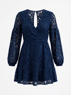 QUIRINA | LACE WRAP MINI DRESS - Navy