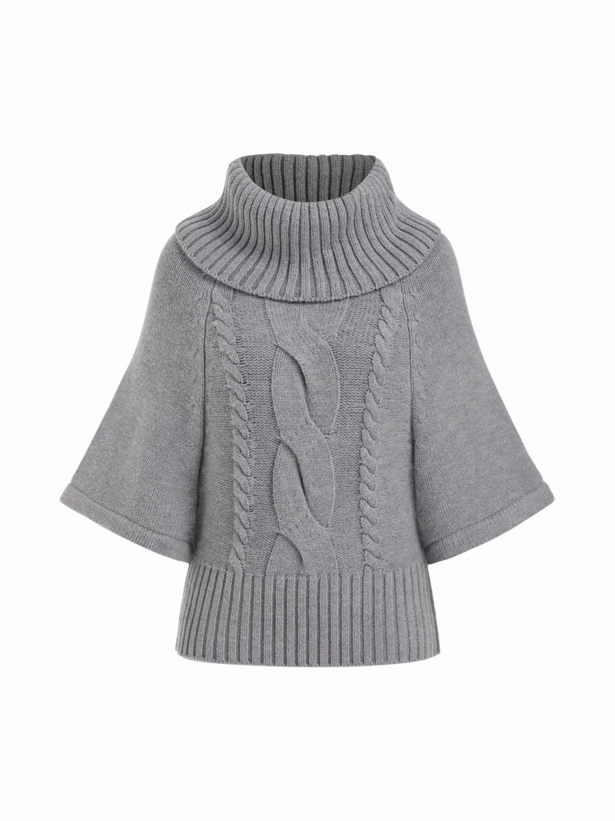 RAELYN | WIDE NECK CABLE KNIT SWEATER - Gray