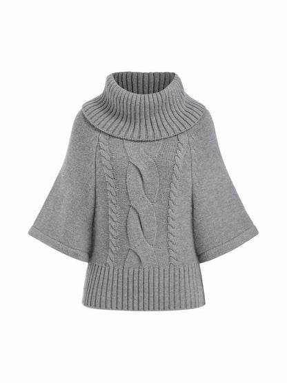 RAELYN | WIDE NECK CABLE KNIT SWEATER - Gray