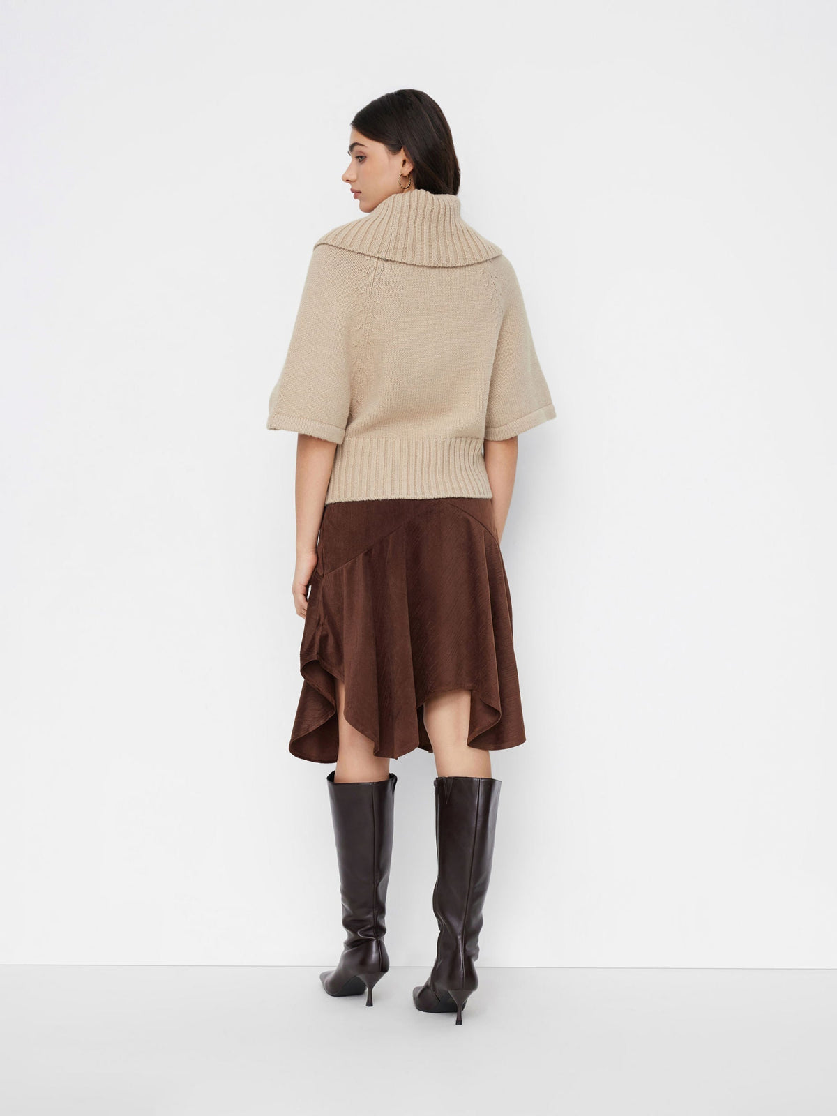 RAELYN | WIDE NECK CABLE KNIT SWEATER - Khaki