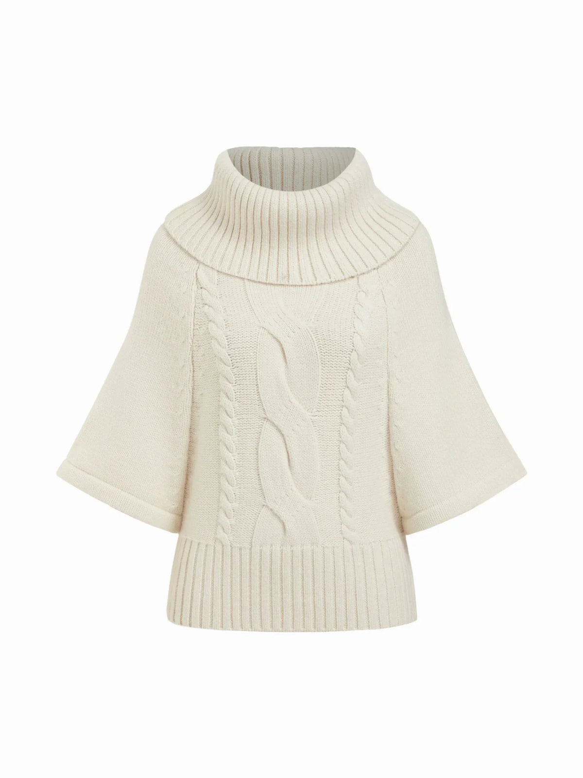 RAELYN | WIDE NECK CABLE KNIT SWEATER - White