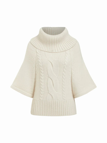 RAELYN | WIDE NECK CABLE KNIT SWEATER - White