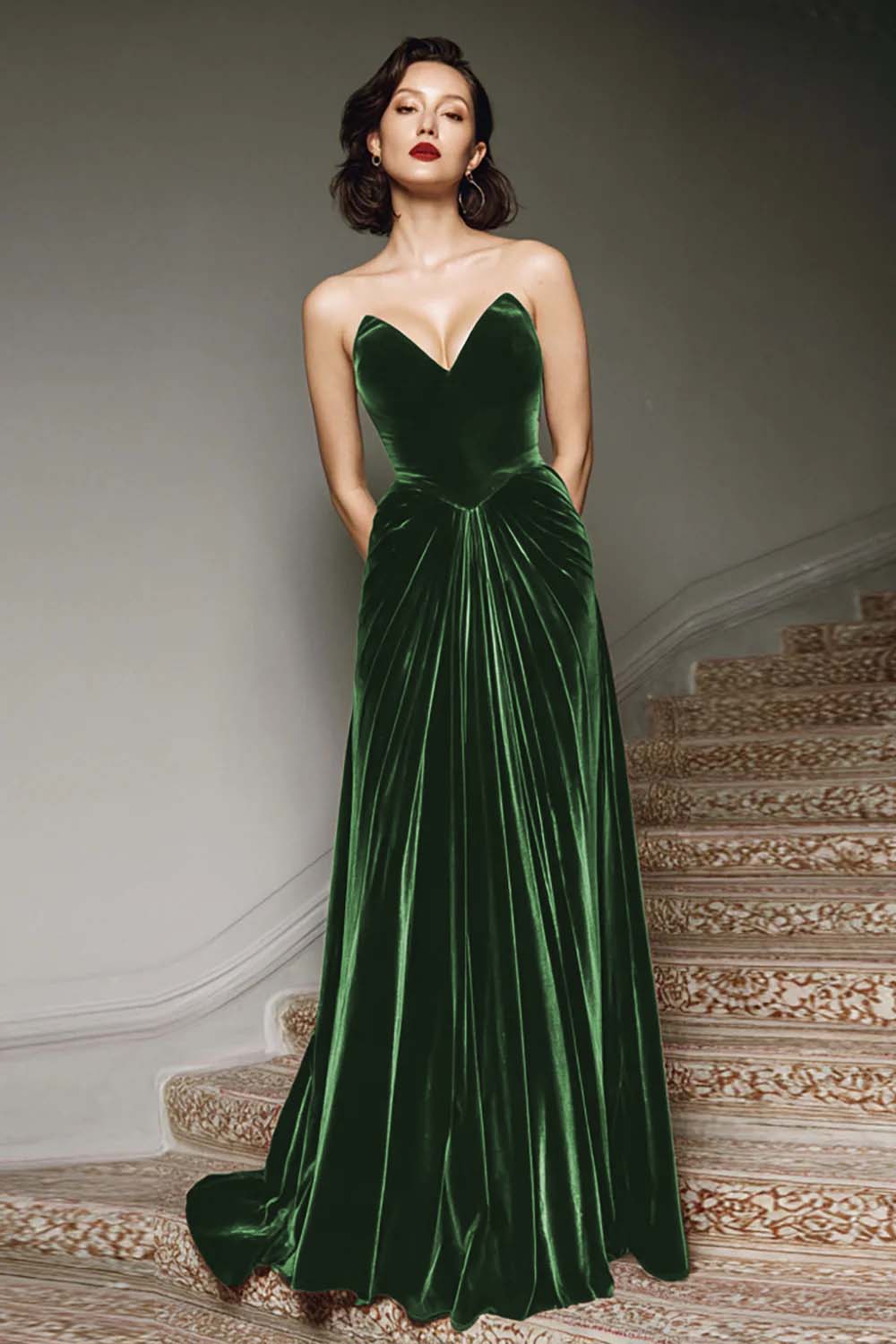 RAPHAELLE | VELVET MAXI DRESS - Dark Green