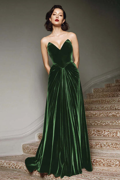 RAPHAELLE | VELVET MAXI DRESS - Dark Green