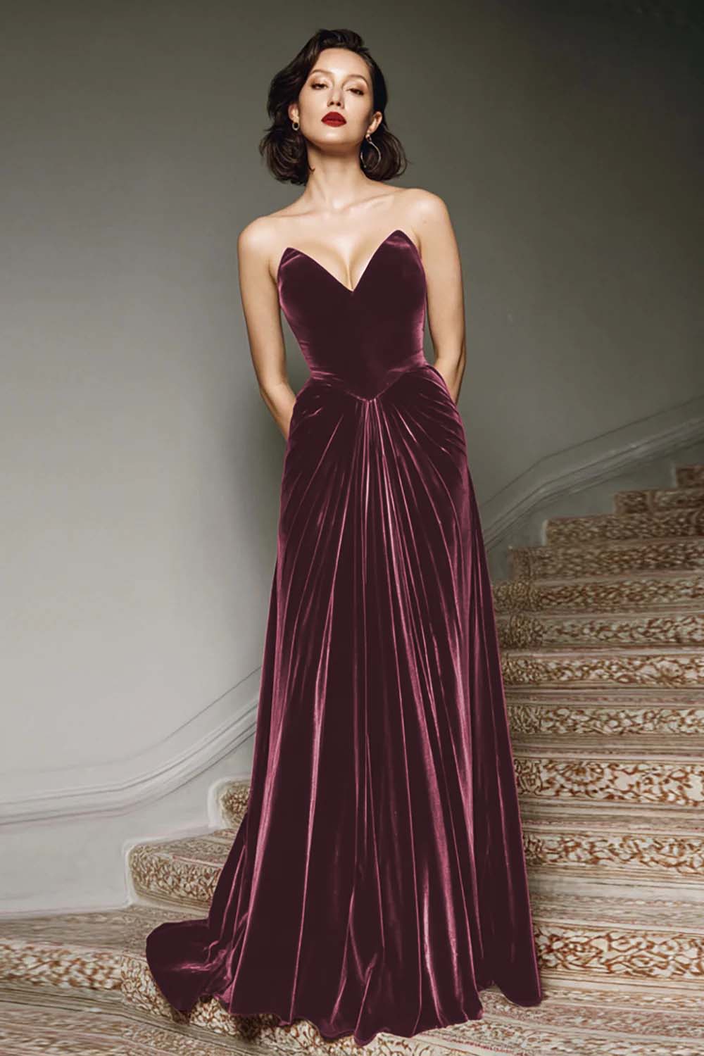 RAPHAELLE | VELVET MAXI DRESS - Plum