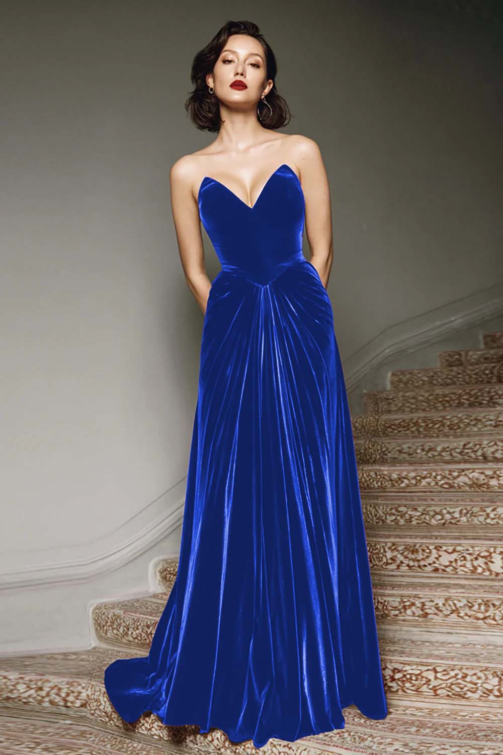 RAPHAELLE | VELVET MAXI DRESS - Royal Blue