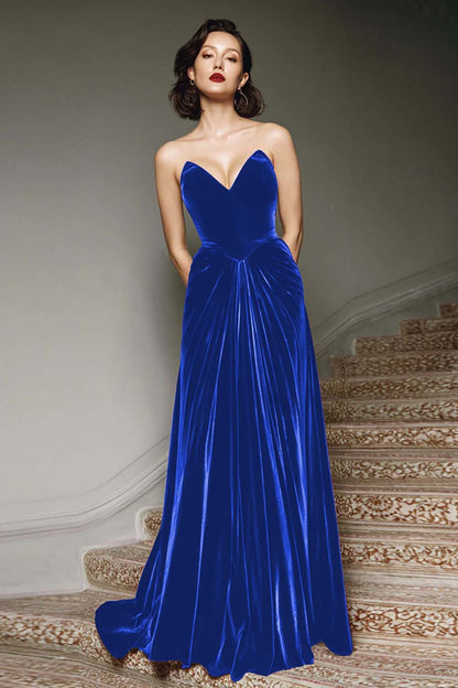 RAPHAELLE | VELVET MAXI DRESS - Royal Blue