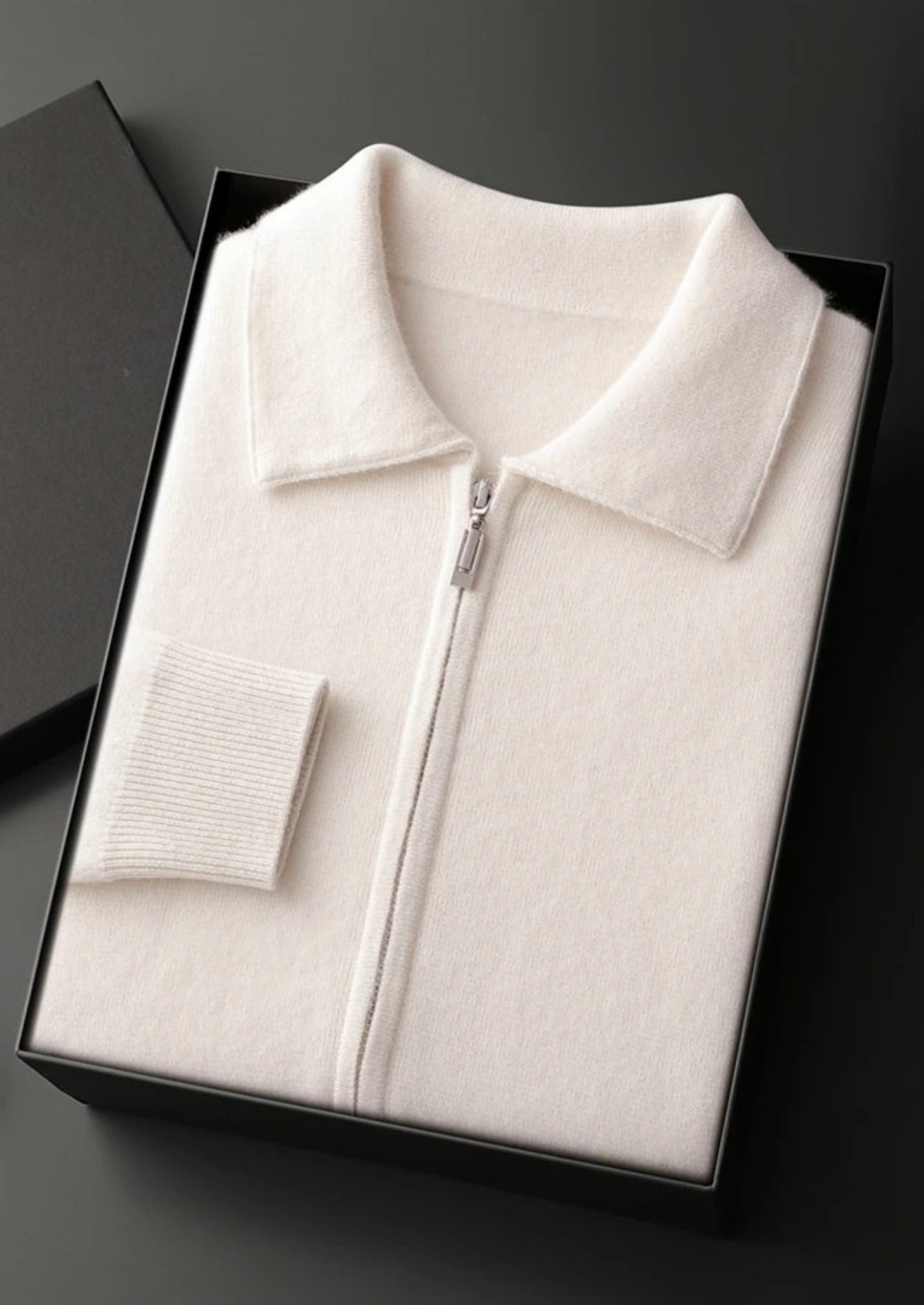 REID | ZIP-UP CARDIGAN - Cream White