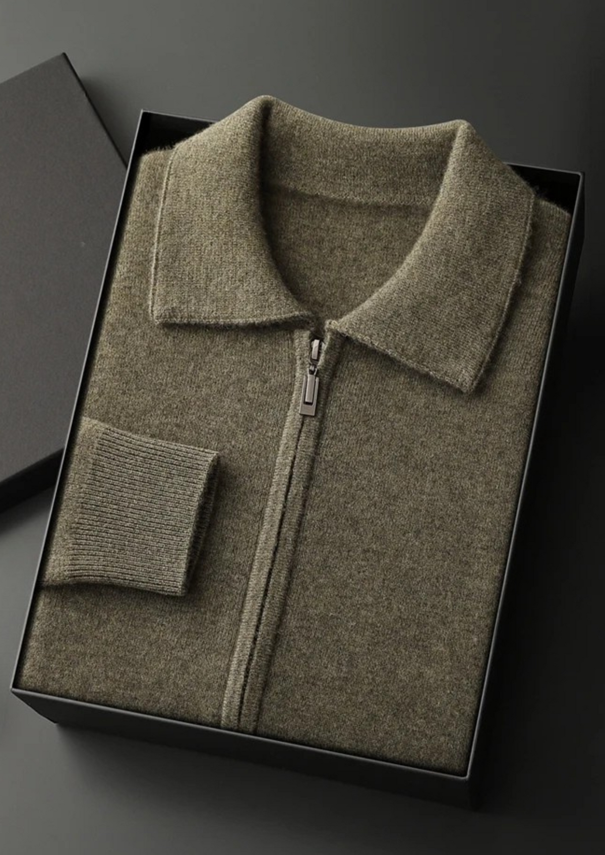 REID | ZIP-UP CARDIGAN - Olive