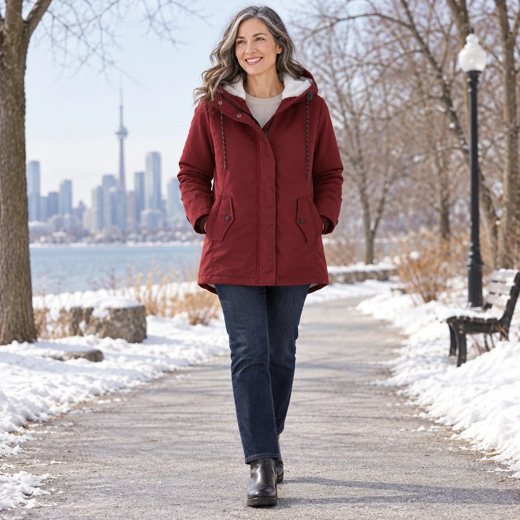 RENSKE | FLEECE LINED HOODED PARKA - Burgundy