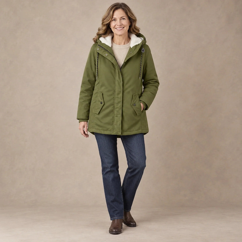 RENSKE | FLEECE LINED HOODED PARKA - Olive Green