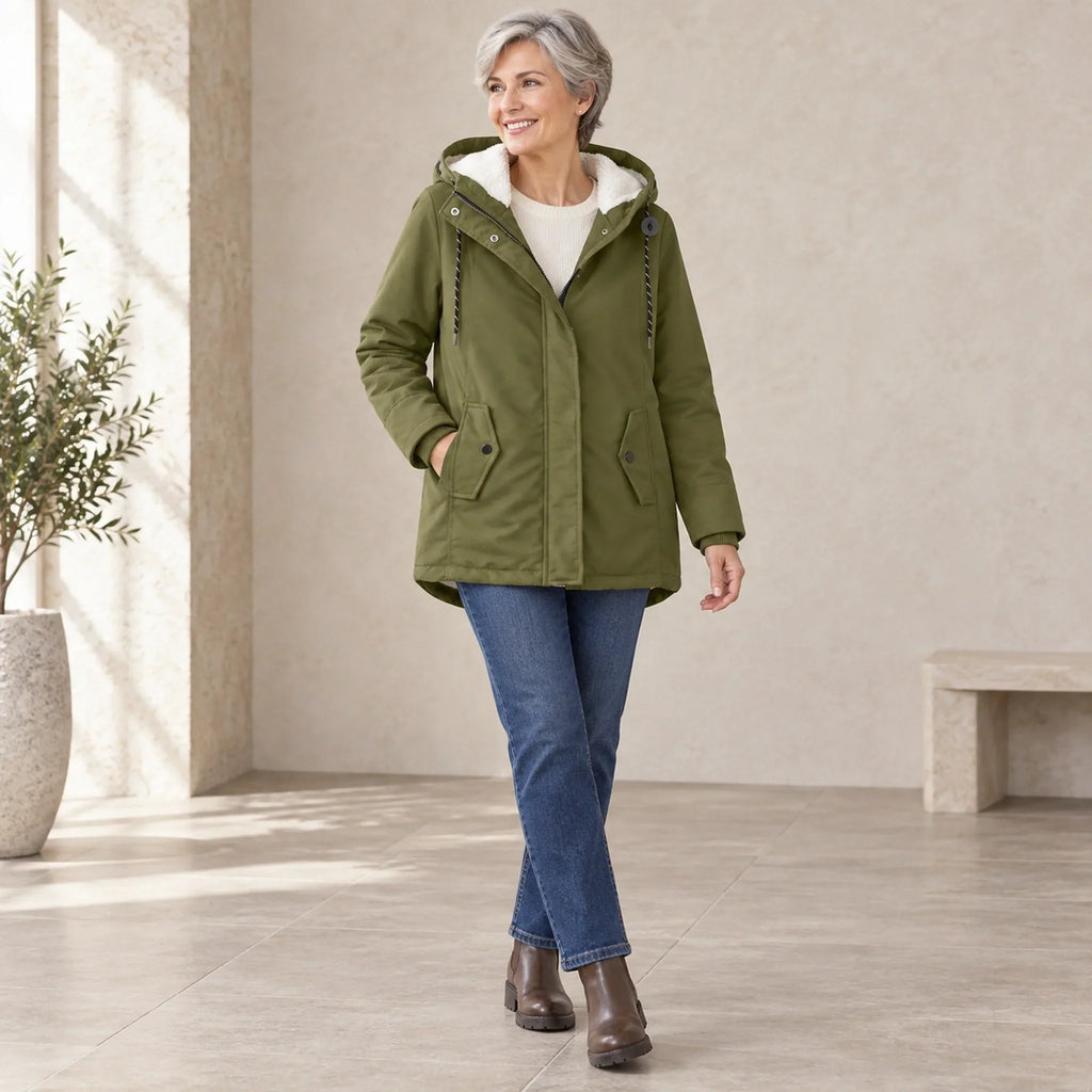 RENSKE | FLEECE LINED HOODED PARKA - Olive Green