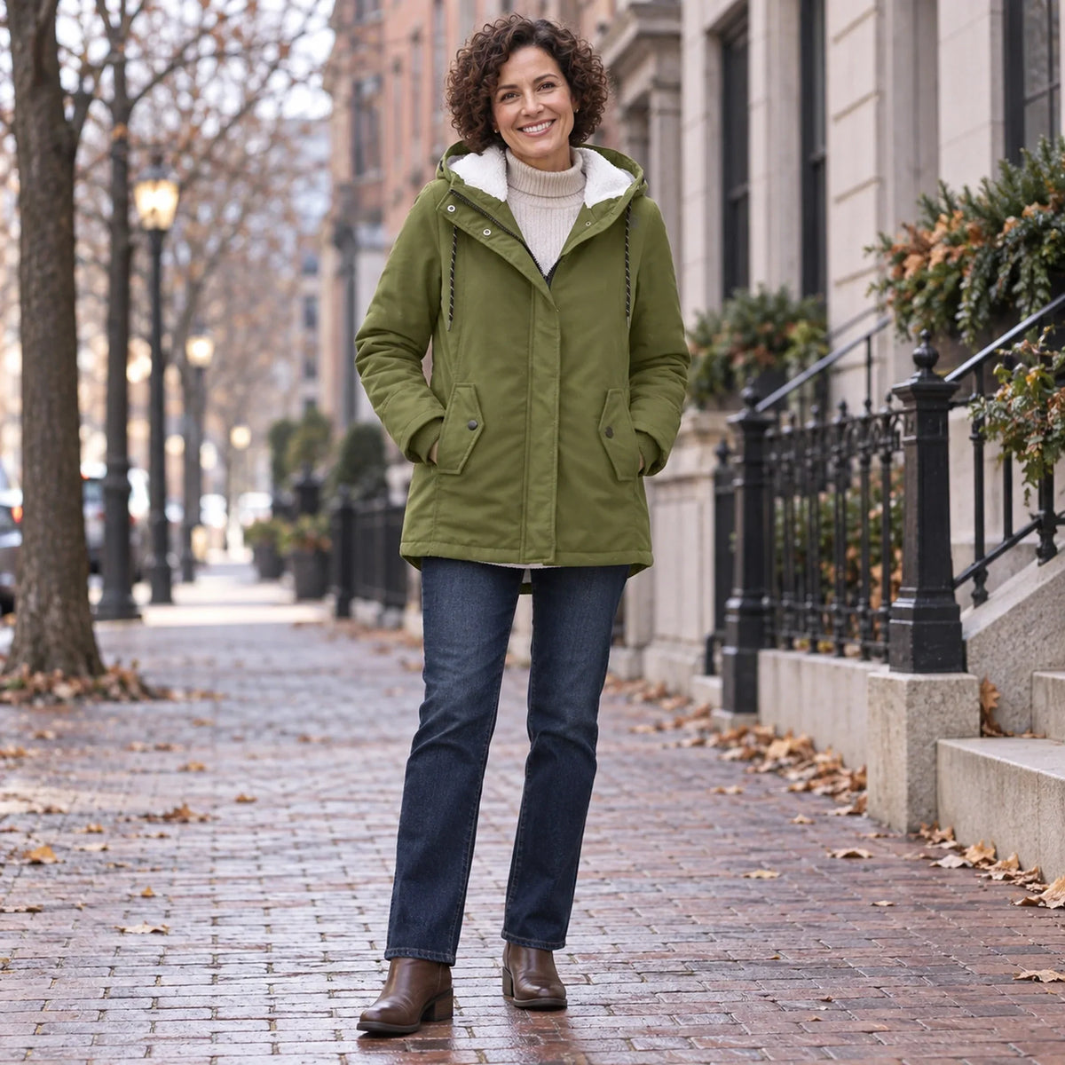 RENSKE | FLEECE LINED HOODED PARKA - Olive Green