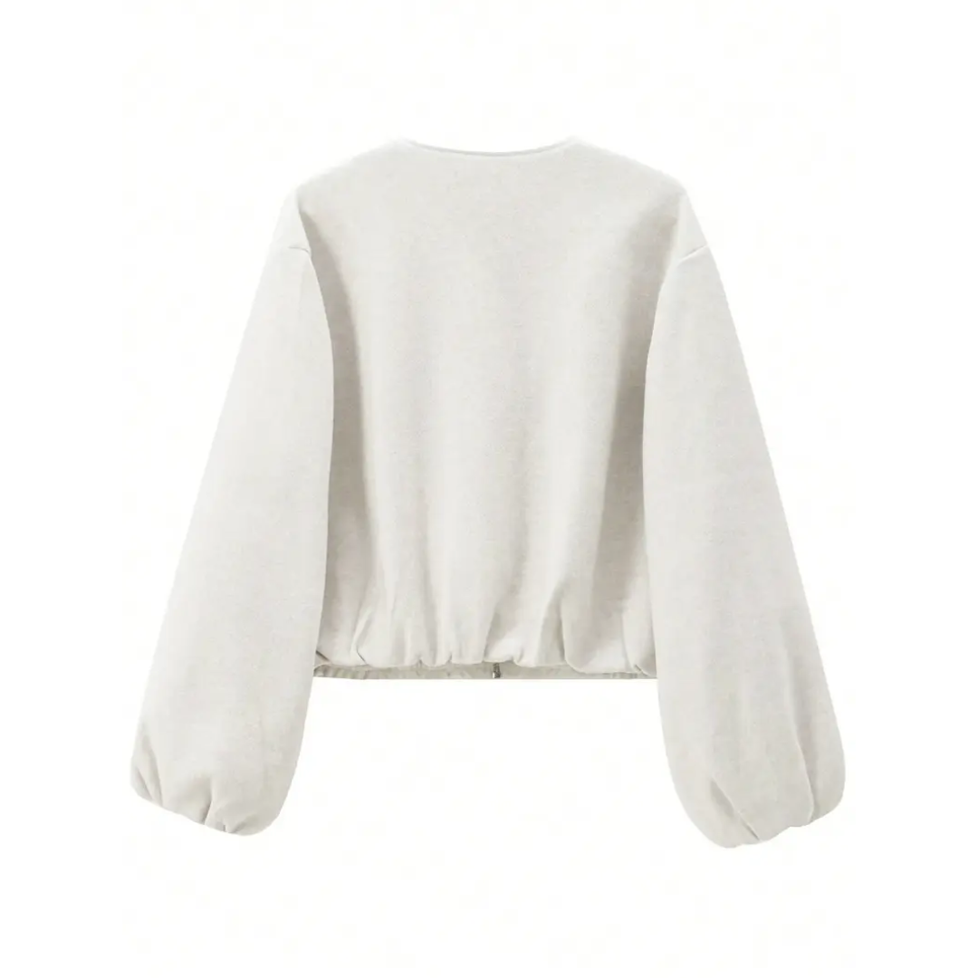 RHIAN | CROPPED BOMBER JACKET - Off White