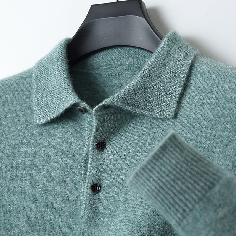 RHYS | LONG SLEEVE KNIT POLO - Green
