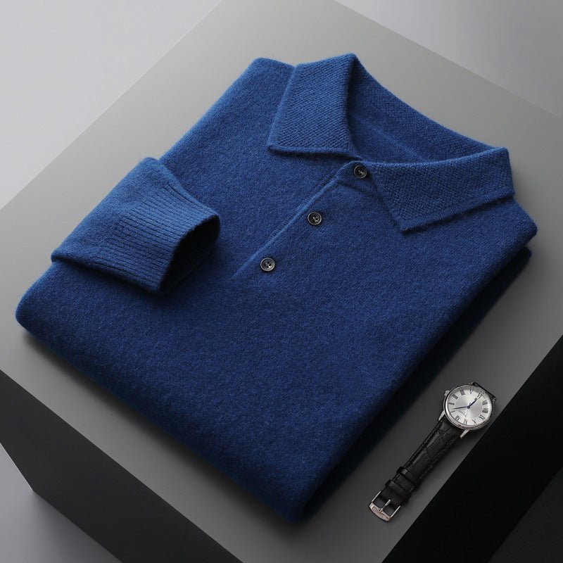 RHYS | LONG SLEEVE KNIT POLO - Royal Blue