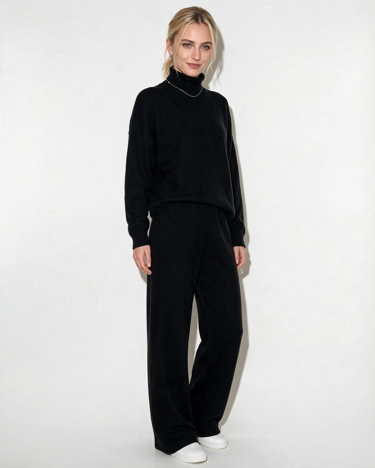 ROISIN | TURTLENECK WIDE LEG LOUNGEWEAR SET - Black