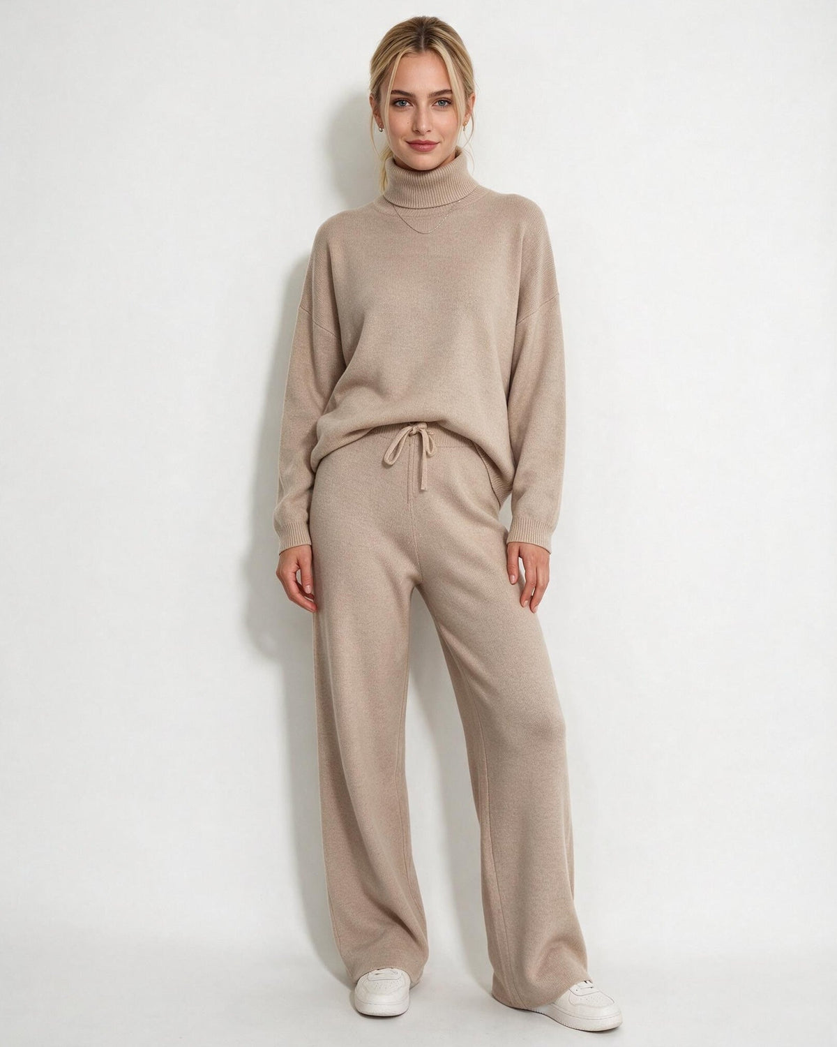 ROISIN | TURTLENECK WIDE LEG LOUNGEWEAR SET - Champagne