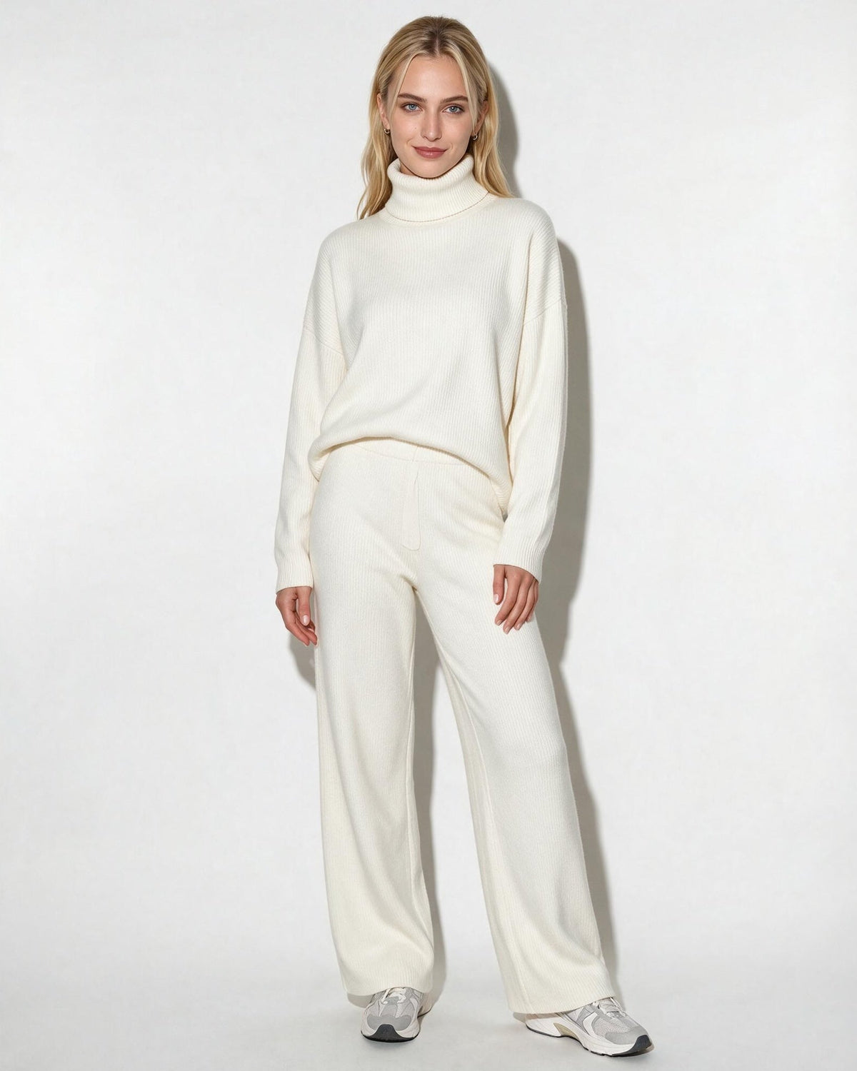 ROISIN | TURTLENECK WIDE LEG LOUNGEWEAR SET - Ivory