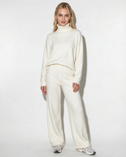 ROISIN | TURTLENECK WIDE LEG LOUNGEWEAR SET - Ivory