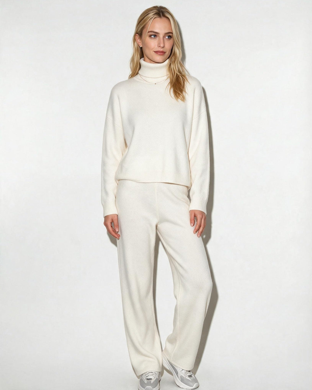 ROISIN | TURTLENECK WIDE LEG LOUNGEWEAR SET - Ivory
