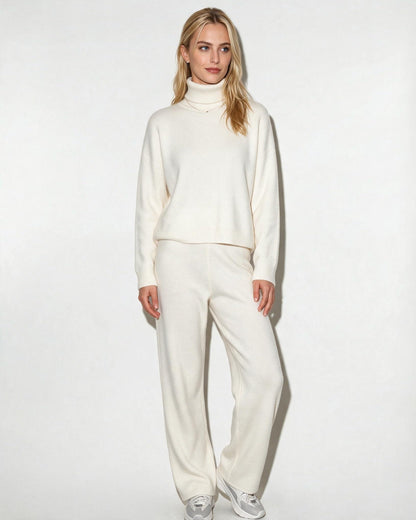 ROISIN | TURTLENECK WIDE LEG LOUNGEWEAR SET - Ivory