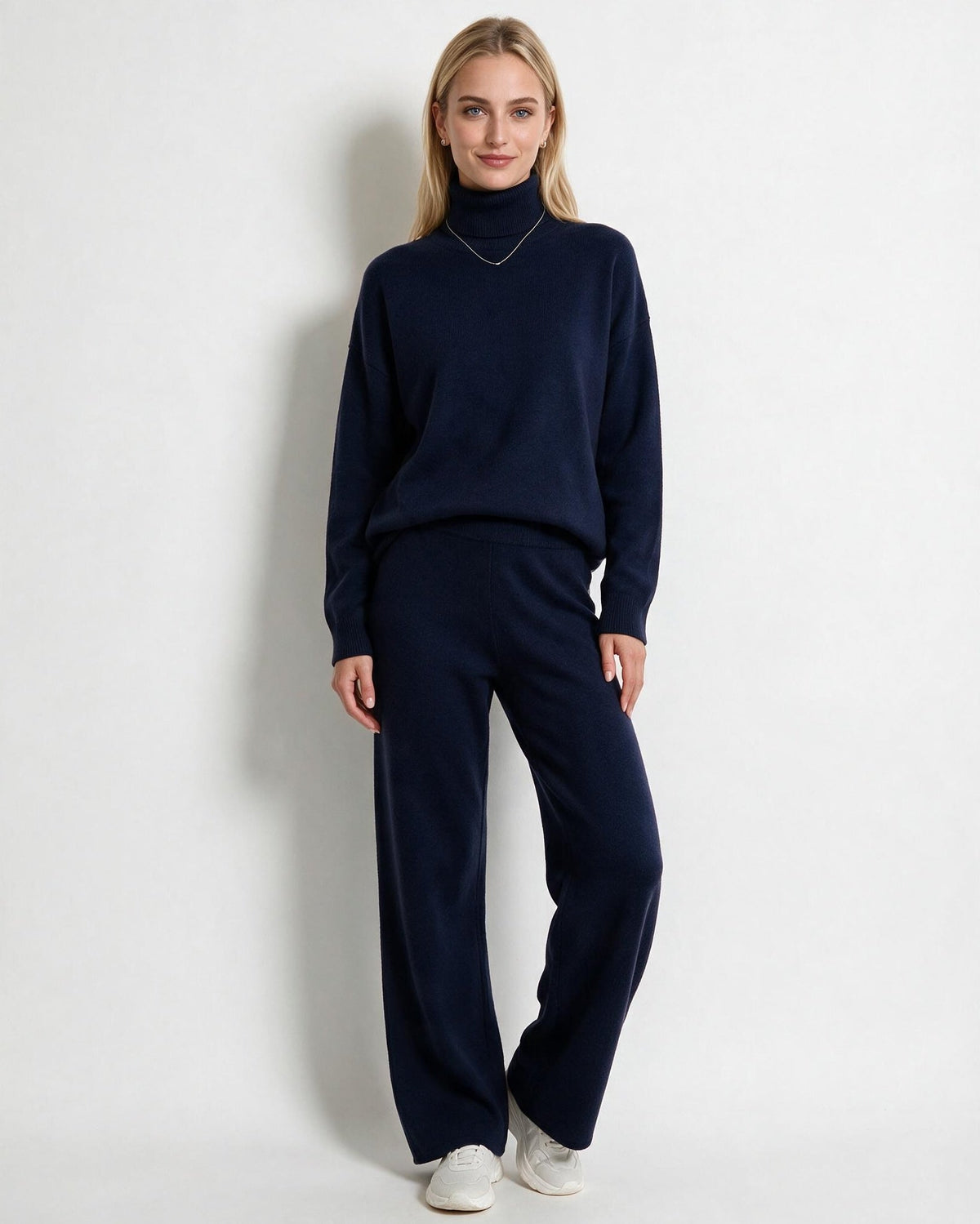 ROISIN | TURTLENECK WIDE LEG LOUNGEWEAR SET - Navy