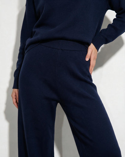 ROISIN | TURTLENECK WIDE LEG LOUNGEWEAR SET - Navy