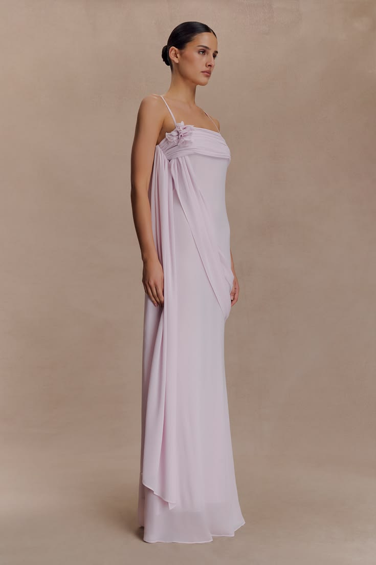 ROMILLY | CHIFFON DRAPED MAXI DRESS - Lilac