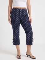 ROSARIO | BOW DETAIL CAPRI PANTS - Navy