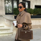 ROXELLE | CAPE OVERLAY FITTED COAT - Camel