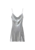 RUBIE | COWL NECK SATIN MINI DRESS - Silver