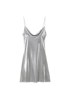 RUBIE | COWL NECK SATIN MINI DRESS - Silver
