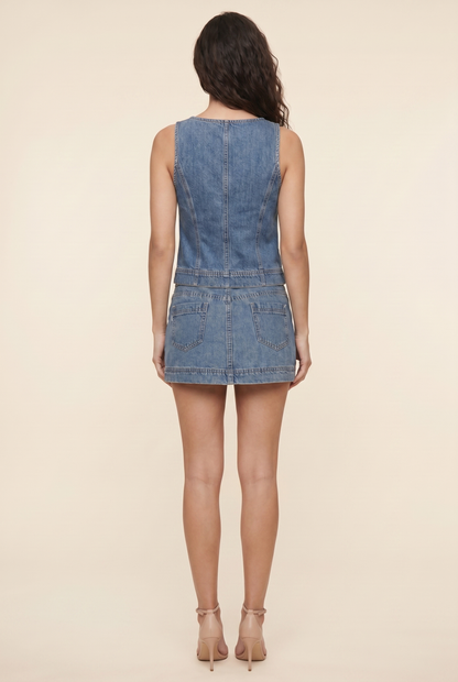 RUXANDRA | LACE-UP DENIM SET - Medium Blue Denim