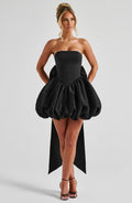RYLA | STRAPLESS BOW BACK BUBBLE MINI DRESS - Black